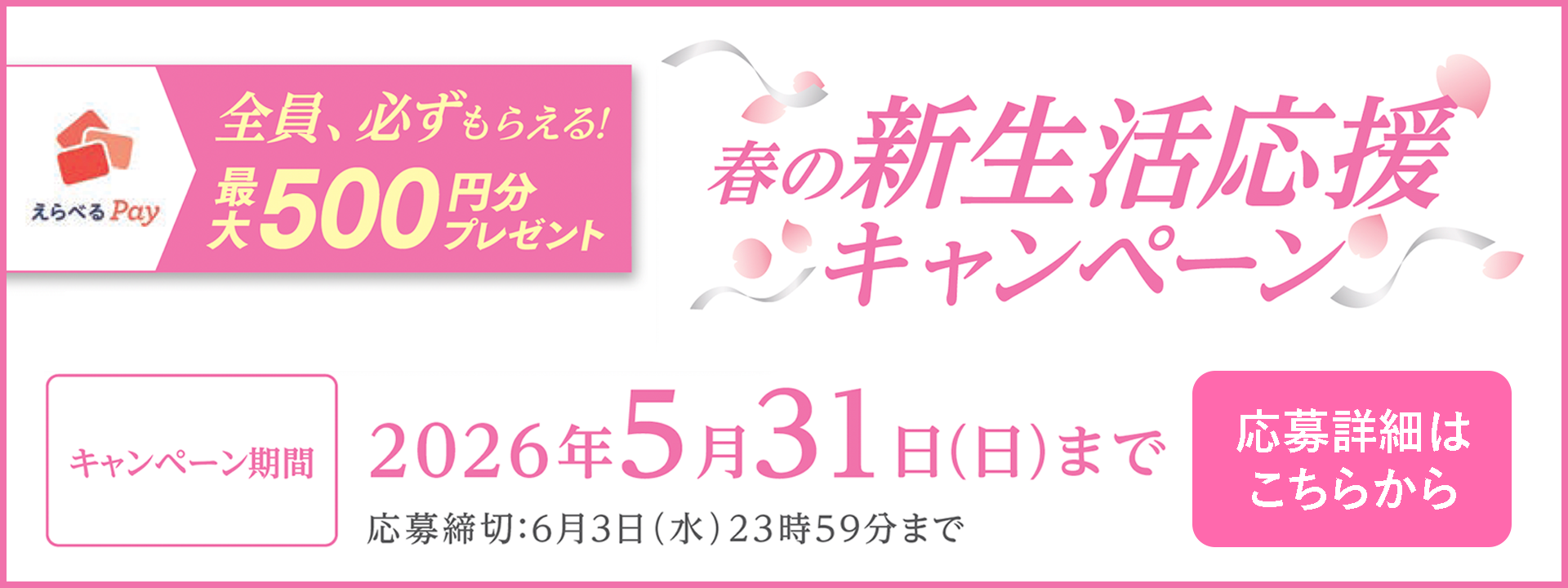 えらべるPay 500円分進呈！アルコン×メガネスーパー春のキャンペーン