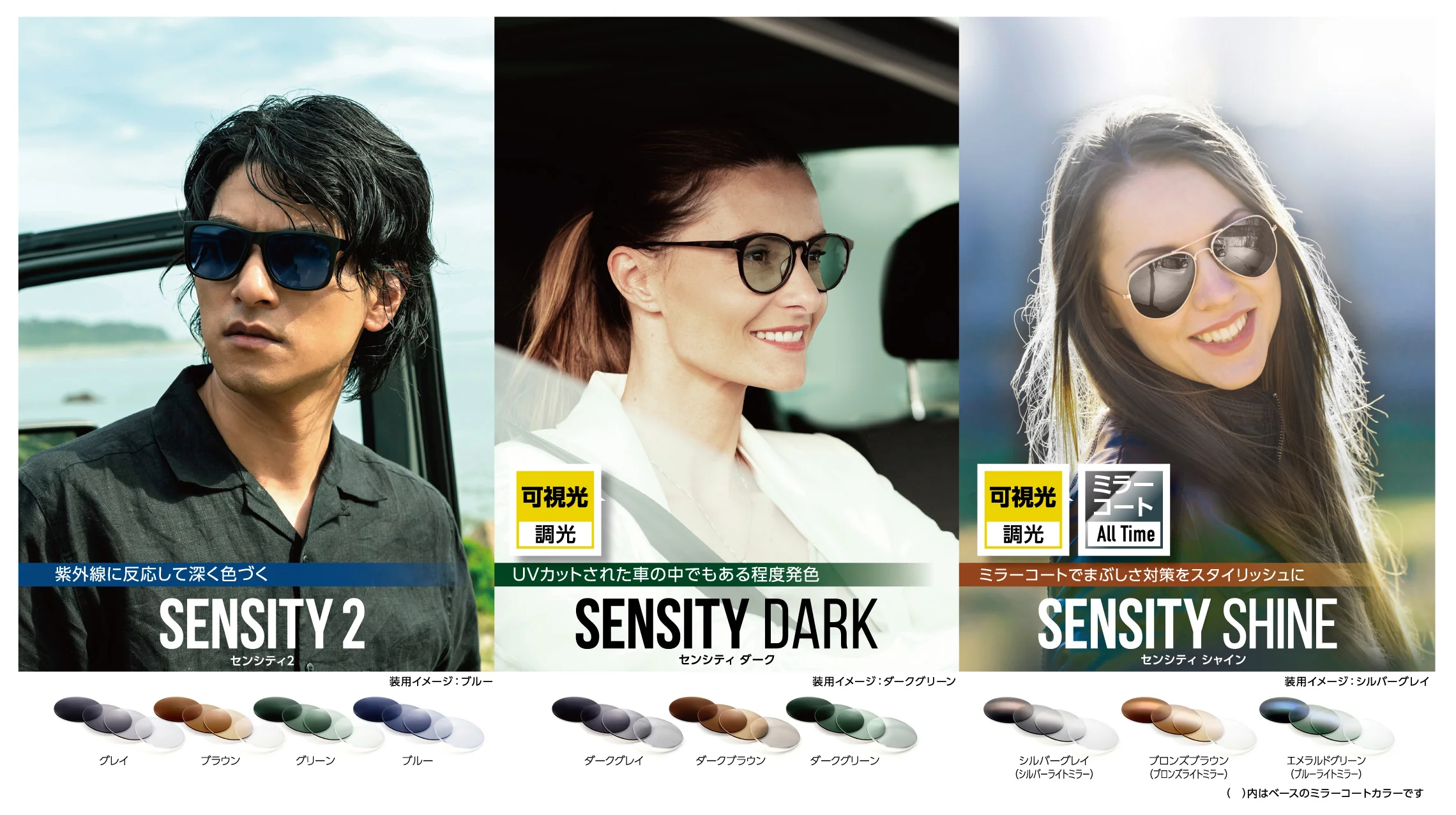 SENSITY 2・SENSITY DARK・SENSITY SHINEの装用イメージとカラー展開
