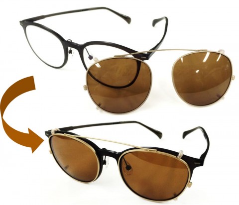 メガネはUVカット効果のあるもので、サングラス着脱式のものも登場。