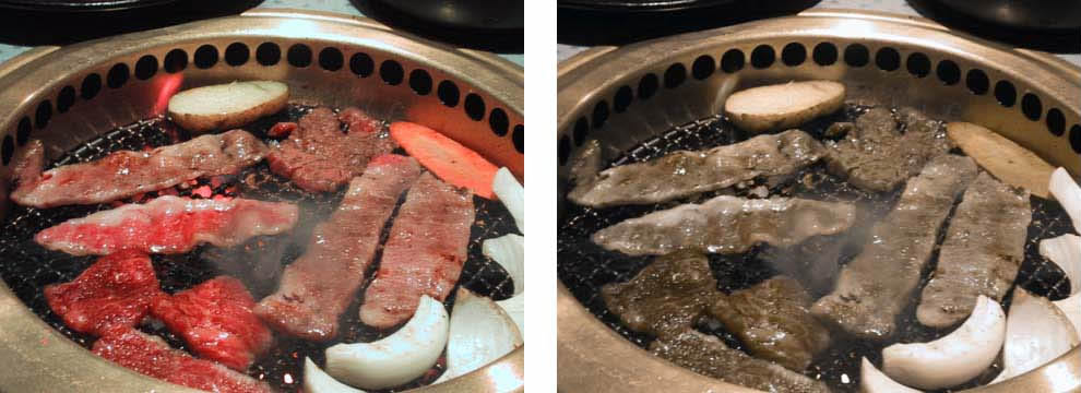 焼肉を焼いてるところ