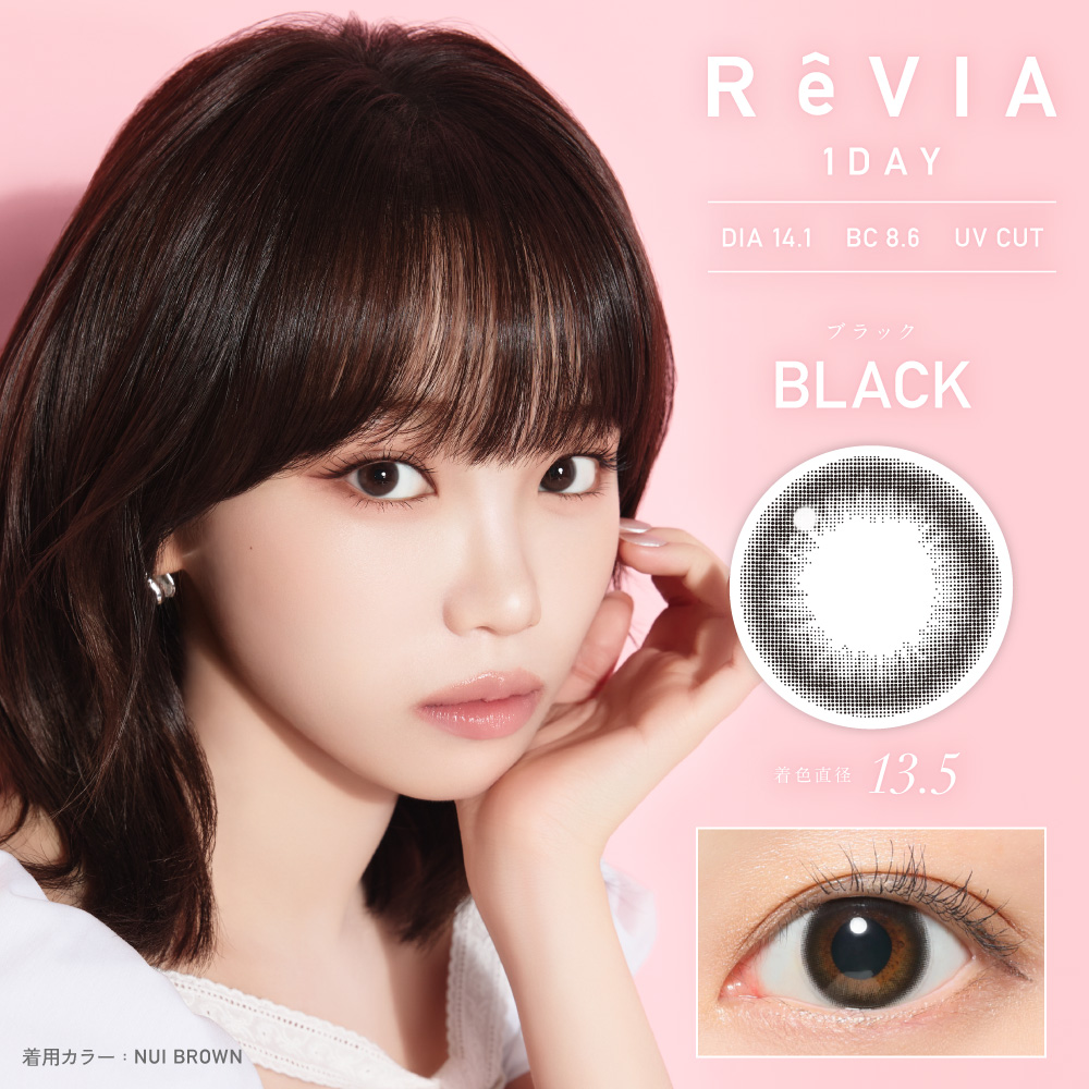 【ブラック】ReVIA 1day color レヴィア ワンデー カラー 1箱10枚入り [Lcode]