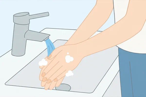 手を洗う