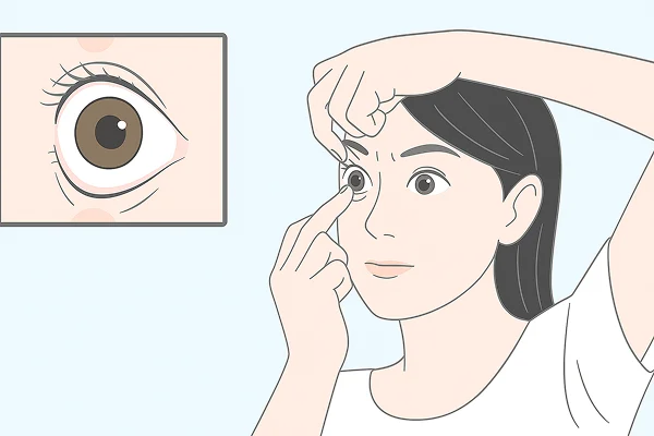 指で目を大きく開く