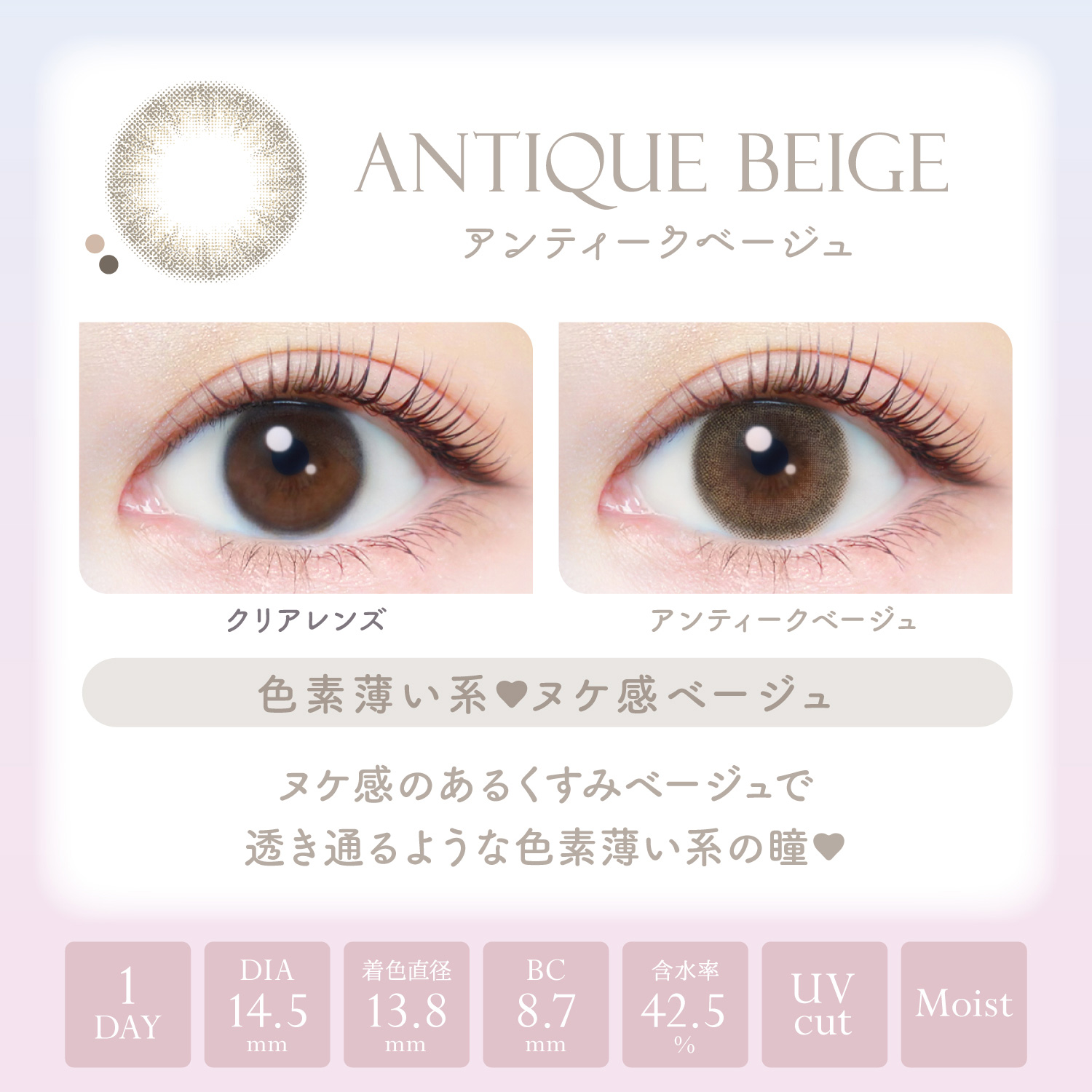 【アンティークベージュ】エバーカラーワンデー ナチュラル モイストレーベル UV 20枚[AISEI] 画像3
